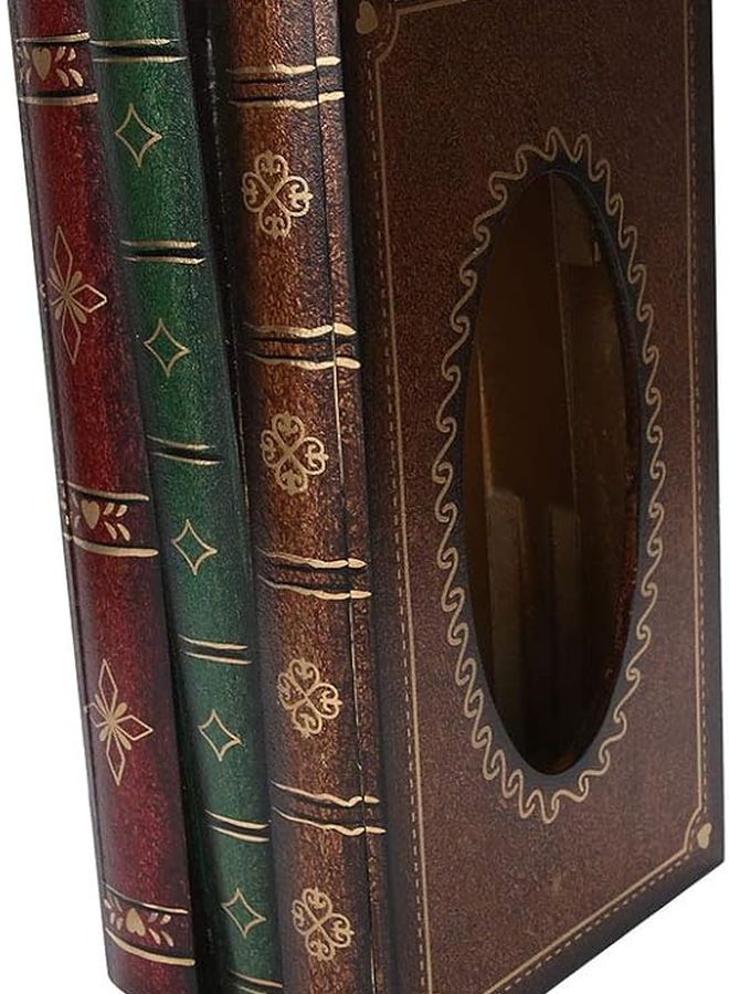 صندوق مناديل على شكل كتاب خشبي عتيق، مرسوم يدويًا، ديكور منزلي رجعي لغرفة المعيشة أو غرفة النوم - Image 2